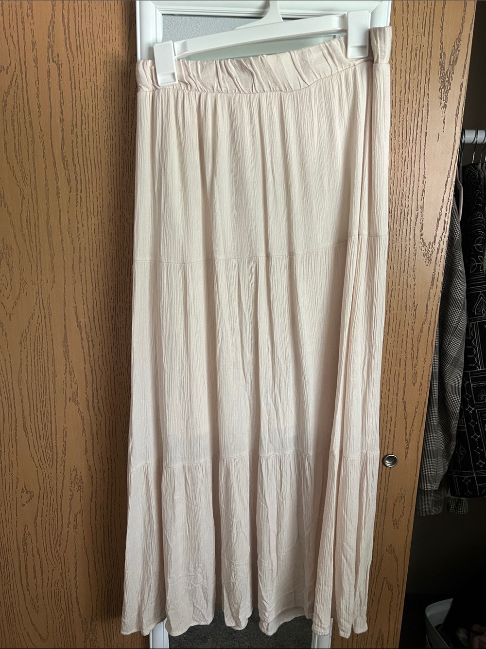Haute Monde Cream Tiered Maxi Skirt